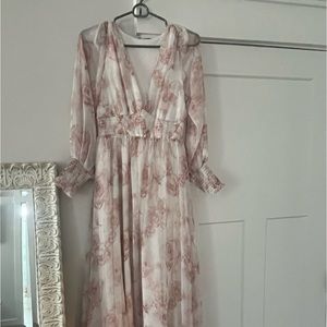 Baltic born pink and white floral maxi dress size small